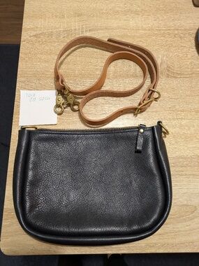 KMM & Co Navy Kodiak Leather Medium Crossbody Bag with Adjustable Strap